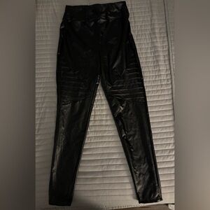 Faux Leather Motto Leggings